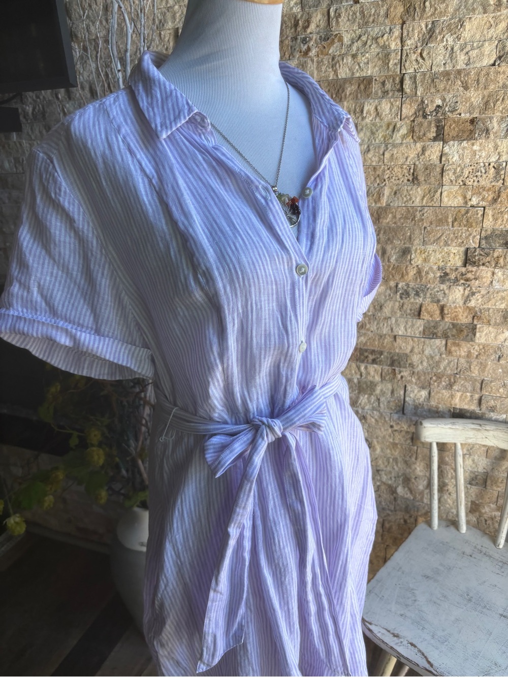 Hill House Lavender and White Striped Dress